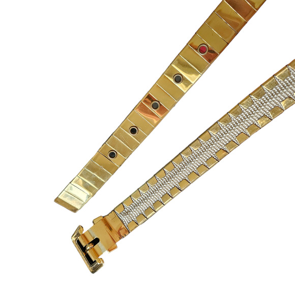 Vintage Gold Metallic Shiny fish scale skinny belt  70s disco glam women\'s M 35\